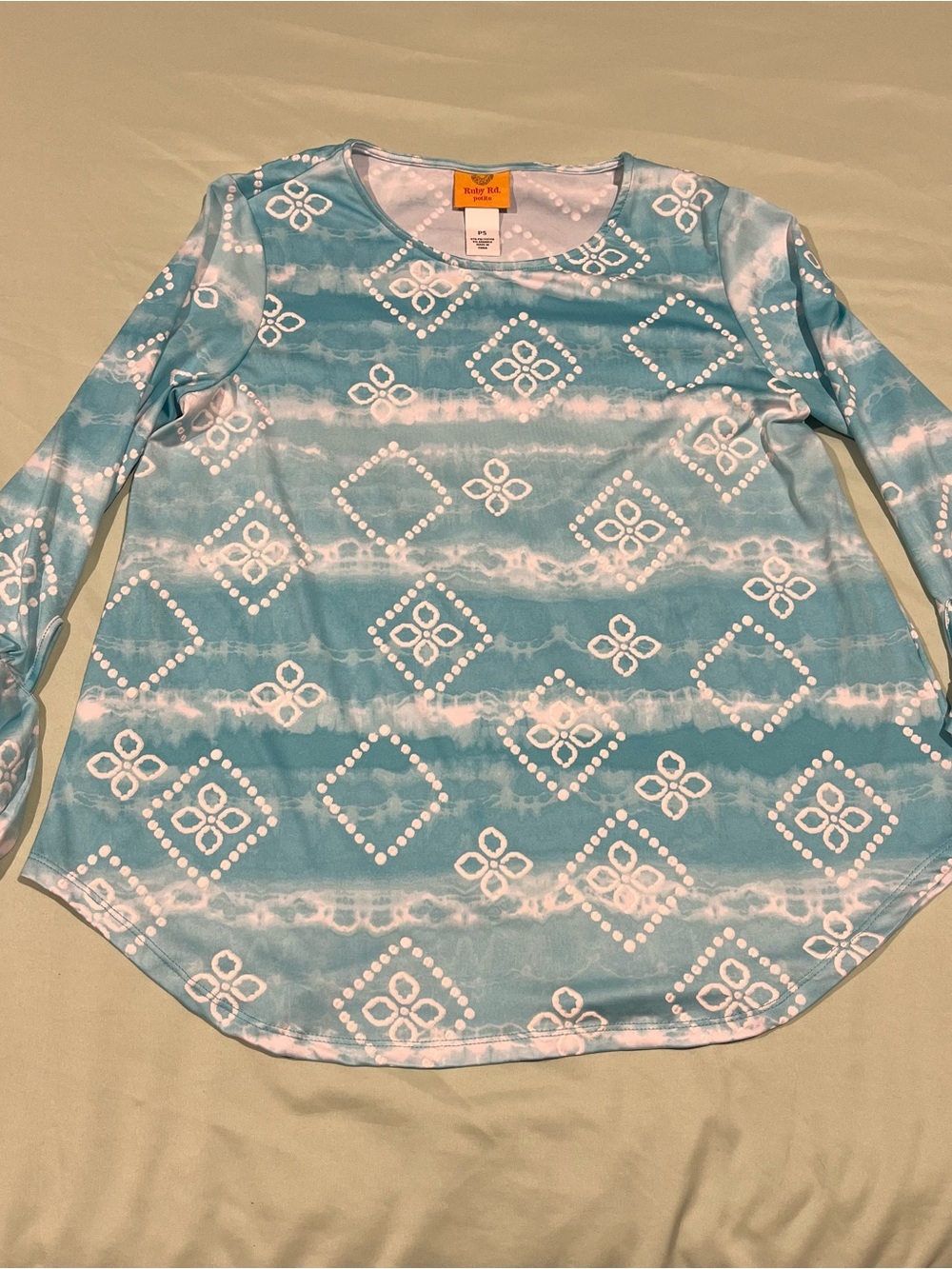 Ruby Rd Aruba Blue tie-dye geometric print, PS